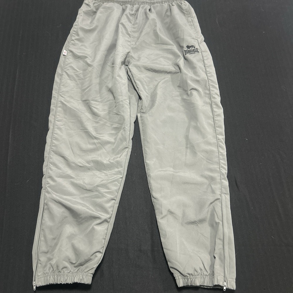 Lonsdale London Vintage Y2K Track Pants Grey Nylon Mesh Lined Joggers Mens L